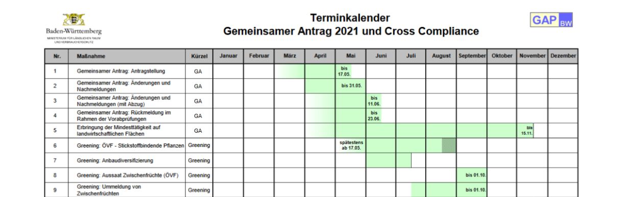 Terminkalender Gemeinsamer Antrag; Bild LEL Schwäbisch Gmünd